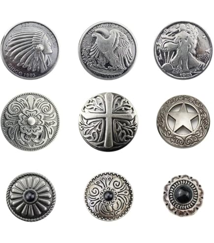 Amazon.co.jp: ALZUNI アルズニ シルバー コンチョ ネジ式 透かし